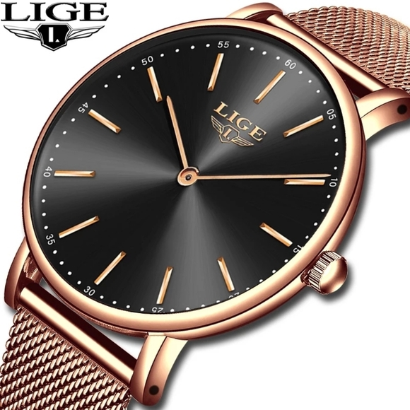 Rose Gold Mesh Stainless Steel Watch Top Brand - Picture 10 of 15